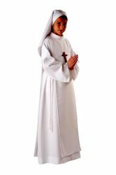 Picture of First Communion Alb boys girls turned Collar Scapular Daisies Wool blend Tunic