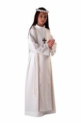 Picture of First Communion Alb boys girls turned Collar golden Trim Scapular Wool Tunic