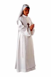 Picture of First Communion Alb for Girl turned Collar Scapular Daisies Polyester Tunic