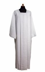 Picture of Priestly Alb with 4 folds and square Collar white Pure Linen Liturgical Tunic