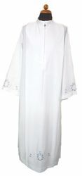 Picture of Marian Priestly Alb with folds and embroidery Cotton blend Liturgical Tunic