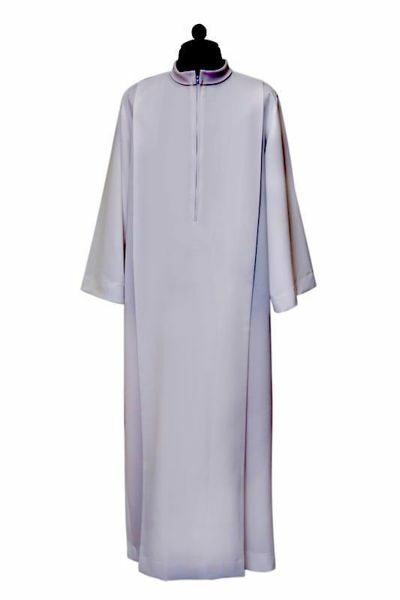 Picture of Priestly Alb with folds and turned Collar Polyester Liturgical Tunic