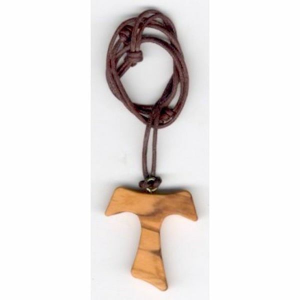 Picture of Olive Wood Tau pectoral Cross  cm 3,5x3,5 (1,4x1,4 in) First Communion dress pendant