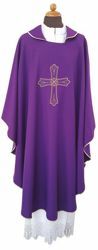 Picture of Liturgical Chasuble Cross Flower Polyester Ivory Violet Red Green