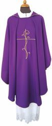 Picture of Liturgical Chasuble embroidered Cross fine Polyester Ivory Violet Red Green