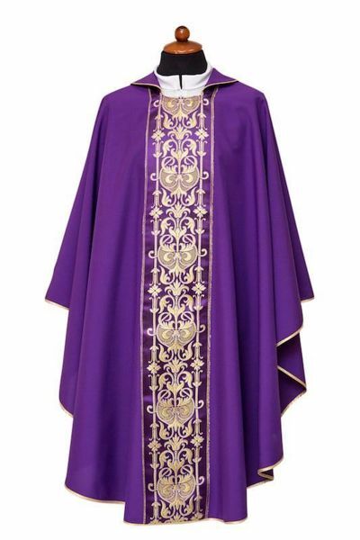 Immagine di Casula sacerdotale collo quadro rivoltato stolone davanti poliestere 