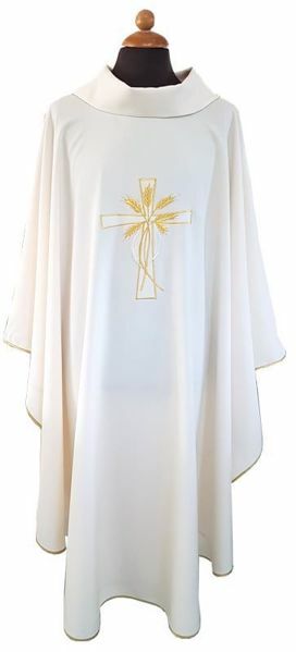 Picture of Liturgical Chasuble gold and silver embroidery fine Polyester Ivory Violet Red Green