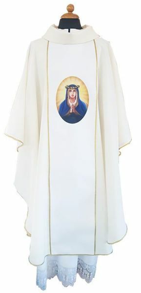 Picture of Ivory Marian Chasuble | Roll collar | Printed | Polyester