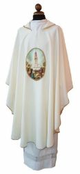 Picture of Marian Liturgical Chasuble Our Lady of Fatima printing Polyester Ivory