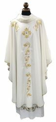 Picture of Liturgical Chasuble embroidery and coloured stones Pure Wool Ivory Violet Red Green