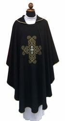 Imagen de Casulla litúrgica Cruz bordada Poliéster Azul Rosa Negro