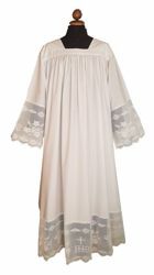 Picture of Priestly Alb with square Collar and IHS lace white Cotton blend Liturgical Tunic