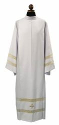 Picture of Priestly Alb with double lace and Cross white Wool blend Liturgical Tunic