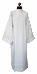 Picture of Priestly Alb with lace and Cross Chalice white Cotton blend Liturgical Tunic