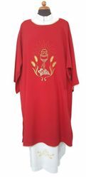 Picture of Deacon Liturgical Dalmatic front and back Chalice Corn Grapes light Polyester