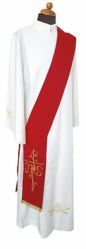 Picture of Deacon Liturgical Stole Cross JHS Polyester Ivory Violet Red Green