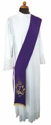 Picture of Deacon Liturgical Stole Chalice Corn Grapes Polyester Ivory Violet Red Green
