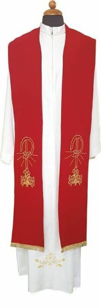 Picture of Priest Stole | Polyester | Gold Pax embroidery, Lilies