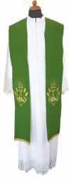 Picture of Priest Liturgical Stole Chalice Corn Grapes Polyester Ivory, Violet, Red, Green, White, Pink, Morello