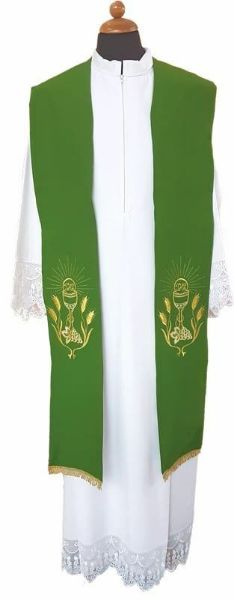 Picture of Priest Liturgical Stole Chalice Corn Grapes Polyester Ivory, Violet, Red, Green, White, Pink, Morello