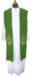 Picture of Priest Liturgical Stole Chalice Corn Grapes Polyester Ivory Violet Red Green