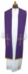 Picture of Priest Liturgical Stole Cross Flower Polyester Ivory Violet Red Green