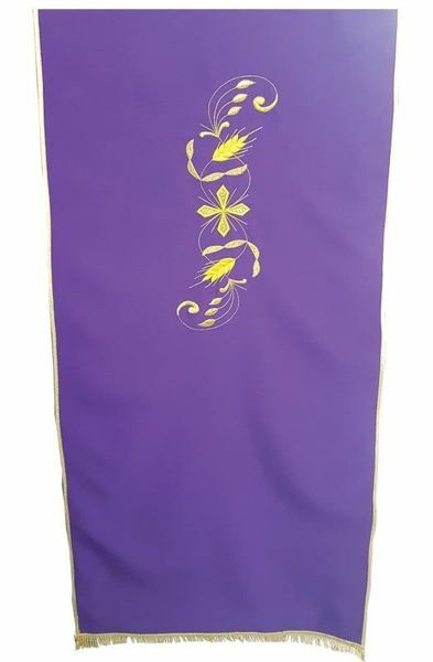 Picture of Church Lectern Cover embroidered Cross Drops cm 250x50 (98,4x19,7 inch) Polyester Ivory white Violet Red Green