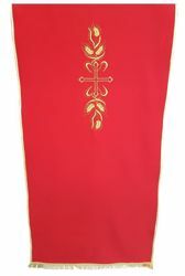 Immagine di Coprileggio da Chiesa ricamo Croce e Spighe cm 250x50 (98,4x19,7 inch) puro Poliestere Bianco avorio Viola Rosso Verde