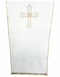Immagine di Coprileggio da Chiesa ricamo Croce e Fiore cm 250x50 (98,4x19,7 inch) puro Poliestere Bianco avorio Viola Rosso Verde