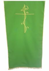 Immagine di Coprileggio da Chiesa ricamo Croce cm 250x50 (98,4x19,7 inch) puro Poliestere Bianco avorio Viola Rosso Verde