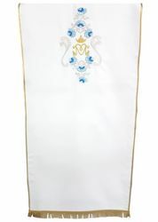 Picture of Marian Church Lectern Cover Roses embroidery cm 250x50 (98,4x19,7 inch) Polyester Ivory white Violet Red Green