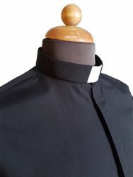 Immagine di Camicia Collo Clergy Collarino manica lunga misto Cotone Blu Grigio Chiaro Grigio Scuro Celeste Nero