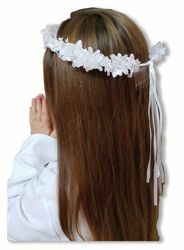 Picture of Floral Crown Daisies White Wreath Veil for First Communion dress