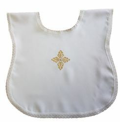 Immagine di Vestina Battesimo bimbo bimba ricamo Croce floreale oro Camicina battesimale Poliestere Bianco