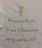Picture of PERSONALISED White linen Set - Christening Bib and handkerchief