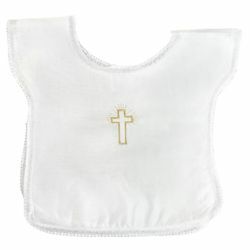 Imagen de Túnica Bautizo bebé niño niña bordado Cruz Vestido Capa bautismal Algodón Blanca