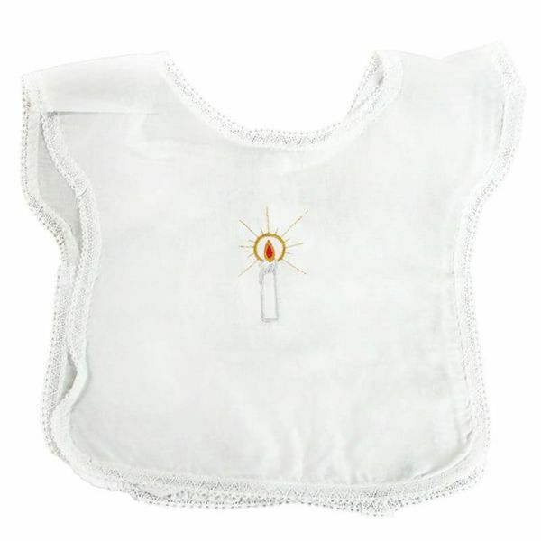 Imagen de Túnica Bautizo bebé niño niña bordado Vela Vestido Capa bautismal Algodón Blanca
