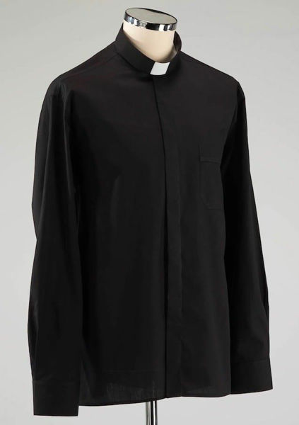 Picture of Tab-Collar Clergy Shirt long sleeve Easy Stretch Polyester blend (no iron) Felisi 1911 Black 