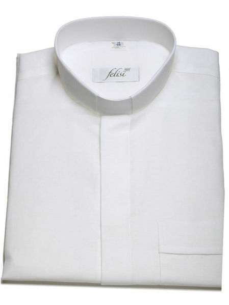 Picture of Tab-Collar Clergy Shirt short sleeve Cotton and Linen Felisi 1911 White Celestial Blue Light Grey Dark Grey Black 