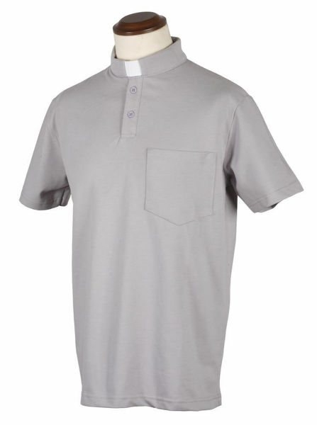Picture of Tab-Collar Clergy Polo Shirt short sleeve Piquet Cotton Felisi 1911 Blue Light Grey Dark Grey Black 