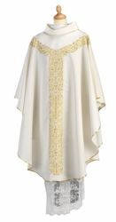 Picture of Embroidered Liturgical Chasuble ring Collar Schappe Silk Ivory Felisi 1911