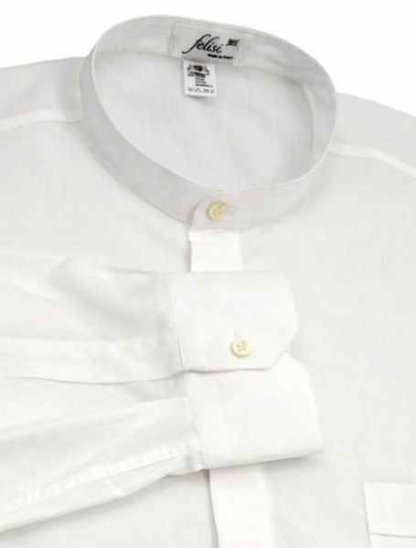 Immagine di Camicia Talare bianca Felisi 1911 collo coreano misto cotone
