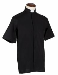 Picture of Clergy Shirt Full Banded Roman Collar short sleeve pure Cotton Felisi 1911 Dark Grey Black 