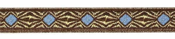 Picture of Galloon Liserè antique Gold Rhombus H. cm 1,5 (0,6 inch) Polyester and Acetate Fabric Brown Bordeaux Red Light Beige Light blue Green Water Mustard Yellow Trim Orphrey Banding for liturgical Vestments 