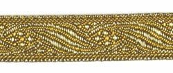 Picture of Galloon antique Gold for furniture H. cm 1,2 (0,47 inch) Polyester and Acetate Fabric Brown Yellow Trim Orphrey Banding for liturgical Vestments 