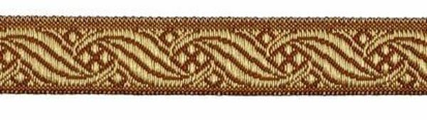 Picture of Galloon antique Gold for furniture H. cm 2 (0,8 inch) Polyester and Acetate Fabric Brown Yellow Trim Orphrey Banding for liturgical Vestments 