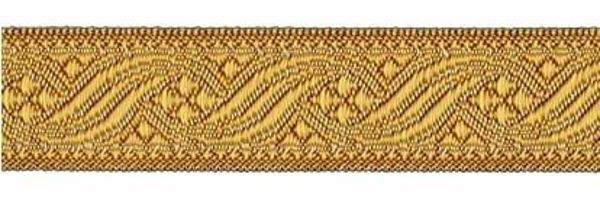 Immagine di Gallone oro antico per arredo H. cm 2,6 (1,0 inch) Poliestere Acetato Marrone Giallo Zecchino Tessuto per Paramenti liturgici