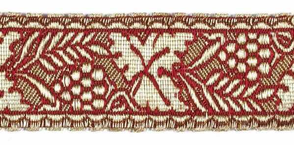 Immagine di Gallone Vite Grano oro / bordeaux H. 4 cm