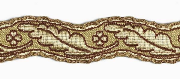 Immagine di Gallone Colonna Quadrifoglio scantonato oro / bordeaux H. 3 cm