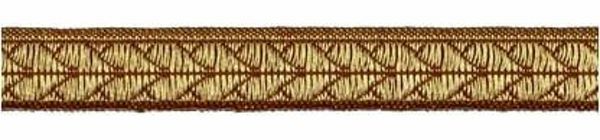 Imagen de Galón oro antiguo Palmeras H. cm 1,5 (0,6 inch) Tejido Poliéster Acetato Marrón para Vestiduras litúrgicas